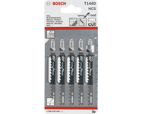 Bosch Stichsägeblätter T144D HCS, 5er-Packung für Holz