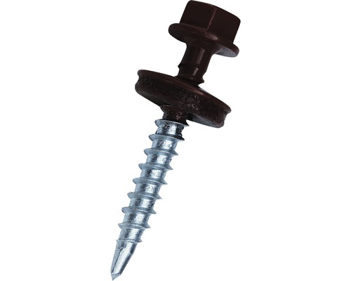 PRECIT Schrauben 4,8 mm x 35 mm Schokoladenbraun RAL 8017 Pack = 50 St Einzelne Bohrschraube mit Sechskantkopf und Dichtscheibe