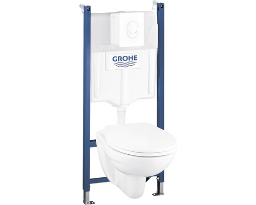 Wand-WC-Set GROHE Quickfix Solido Compact weiß glänzend mit WC-Sitz , Vorwandelement und Betätigungsplatte weiß 39117000