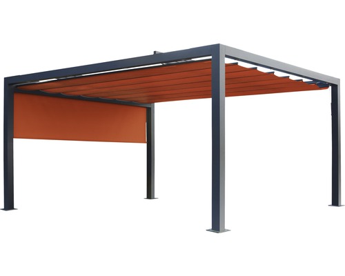 Pergola mit Lamellendach und Seitenteil