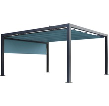 Pavillon Grau 400 x 600 cm Design 8901 blaugrau mit Senkrechtmarkise-thumb-2