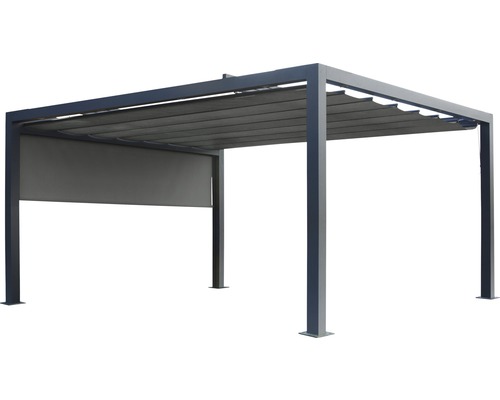 Freistehende Pergola mit Lamellendach und Seitenteil