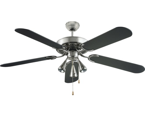 Deckenventilator Madeira Agestis 60 W - ohne Leuchtmittel 48,6 dB (A) Ø 132 cm nickel/schwarz aufrüstbar mit Fernbedienung Sommer + Winterbetrieb Deckenventilator mit fünf Flügeln und Beleuchtung