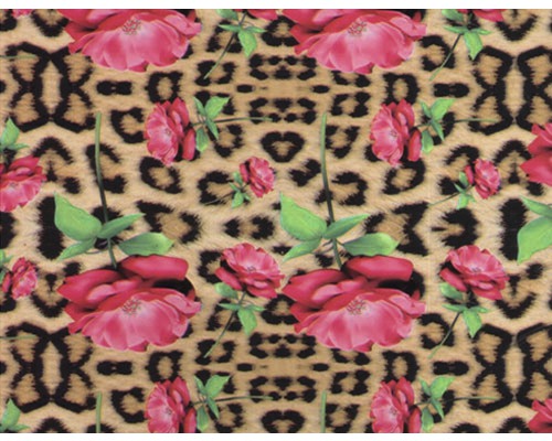 Wassertransferdruck Folie Leopard CD-220 100 x 50 cm Textilgewebe mit Rosen und Leopardenmuster