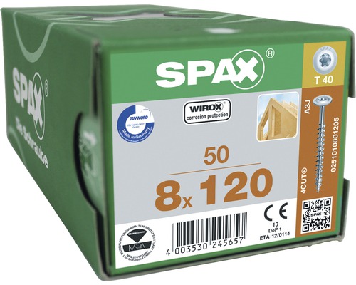 Paket mit 50 Spax Schrauben, 8 x 120 Millimeter