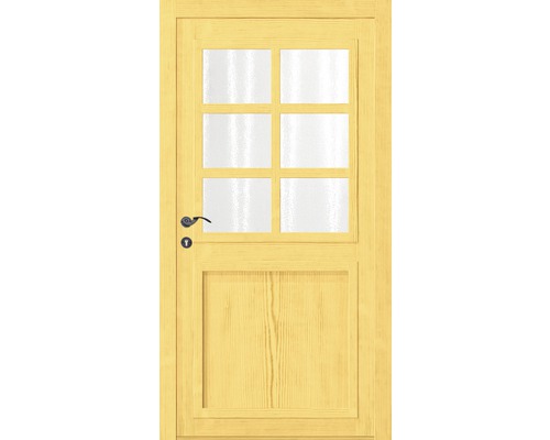 Holzrahmentür mit Glaseinsatz und Türgriff