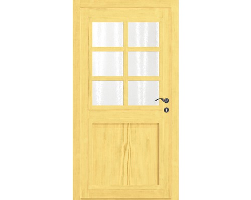 Holztür mit Glaseinsatz und Beschlägen