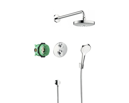 Unterputz Duschsystem mit Hand- und Kopfbrause hansgrohe Croma Select S chrom glänzend 27295000