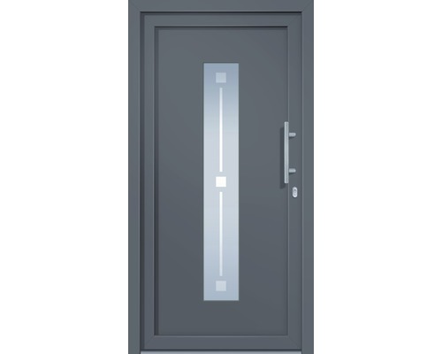 Haustür mit rechteckigem Glaseinsatz und Griff