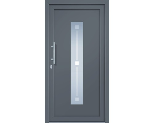 Haustür mit Glaseinsatz und Edelstahlgriff