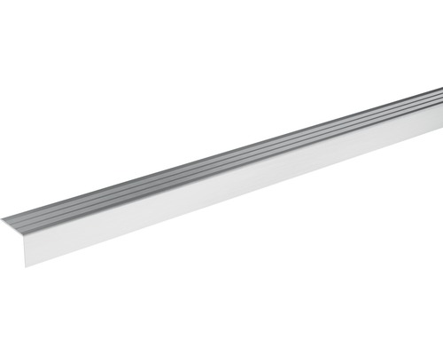 SKANDOR Treppenkantenprofil silber eloxiert selbstklebend 20x24,5x900 mm Treppenkantenprofil aus Aluminium mit Rillen
