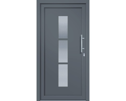 Haustür mit drei Glaseinsätzen und Stangengriff