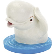 Dekofigur Beluga Wal auf blauem Sockel