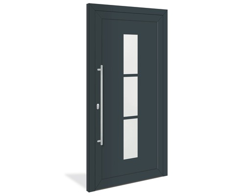 Haustür mit Glaseinsatz und Edelstahlgriff