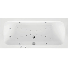 Weiße Badewanne mit Whirlpoolfunktion, Draufsicht