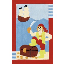 Teppich mit Piratenmotiv, Schatzkiste und Schiff