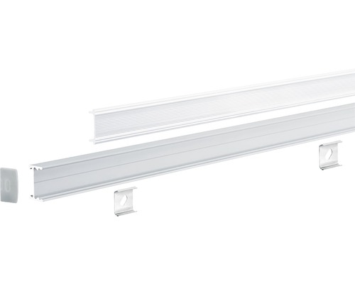 LED-Aluminiumprofil mit Abdeckung und Montageklammern