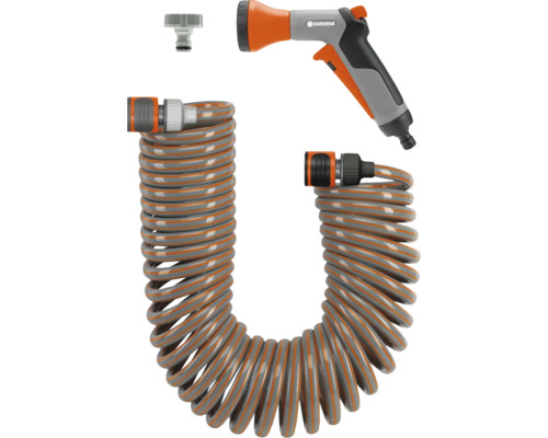 Gardena Spiralschlauch-Set mit Reinigungsspritze und Wasserhahnanschluss