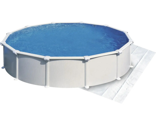 Aufstellpool mit Stahlwand und Wasserfüllung