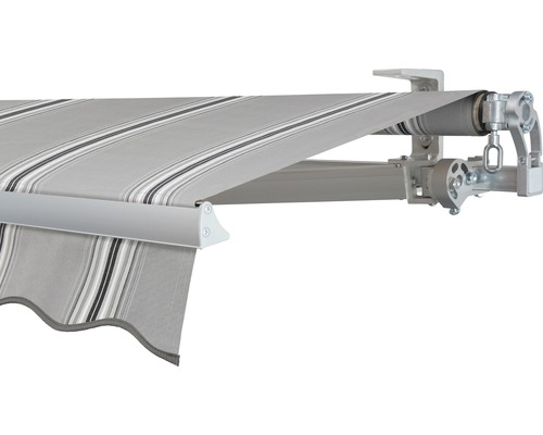 SOLUNA Gelenkarmmarkise Concept 4x2 Stoff Dessin A131 Gestell Silber E6EV1 eloxiert Antrieb rechts inkl. Kurbel