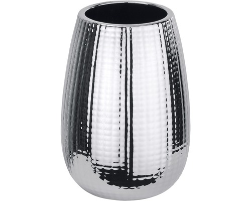 Silberfarbener Zahnputzbecher mit gehämmertem Effekt