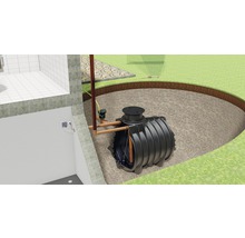 Illustration einer Regenwassernutzungsanlage mit Tank