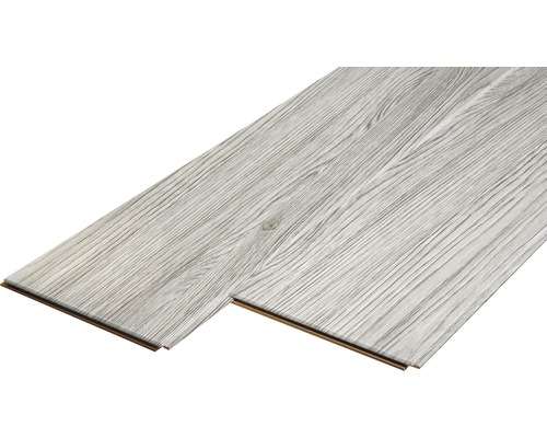 Dekorpaneel Quadro Plus Weißeiche 12x200x2000 mm Verbindung von zwei Laminatdielen mit Holzstruktur