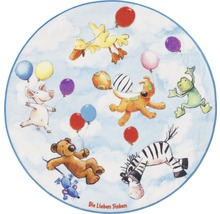 Runder Teppich mit Tiermotiven und Ballons