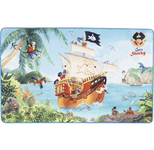 Teppich mit Piratenschiff-, Affen- und Papageienmotiv