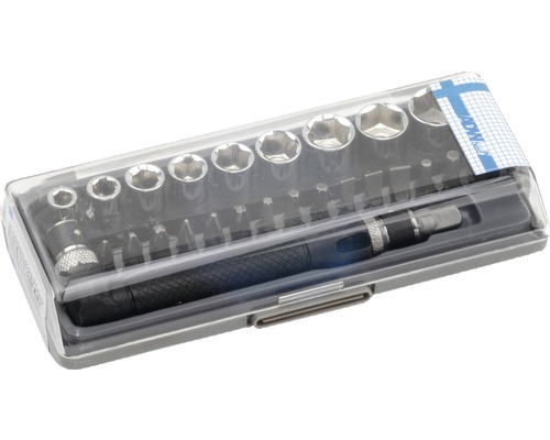 Steckschlüsselsatz mit Bits und Schraubendreher in Aufbewahrungsbox