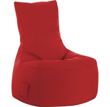 Roter Sitzsack mit Rückenlehne und Tasche