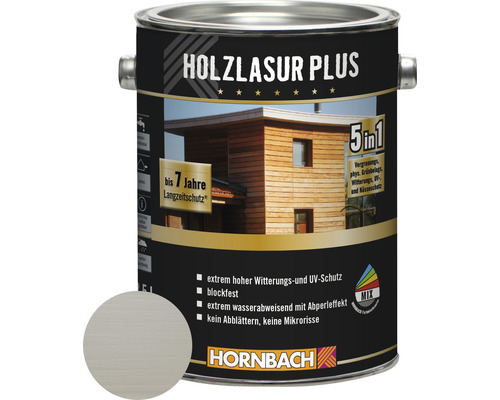 HORNBACH Holzlasur Plus silbergrau 2,5 L