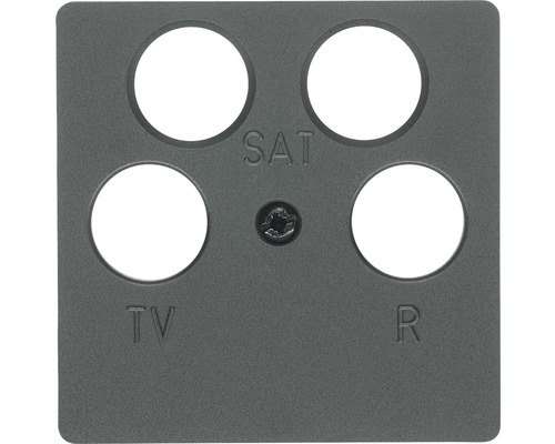 Berker 14841606 Zentralplatte für Antennendose 4-Loch (Ankaro) K1/K5 anthrazit matt Abdeckplatte für TV, SAT und Radio Anschlüsse