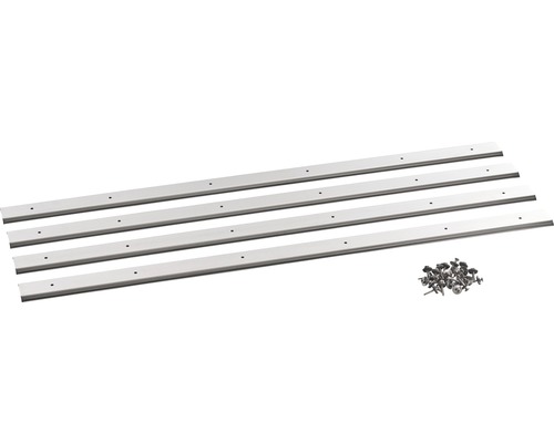 Vier Aluminium Montageschienen mit Schrauben