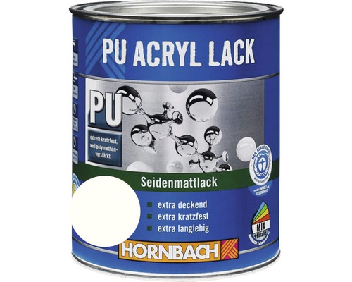 HORNBACH Buntlack PU Acryllack seidenmatt glacierweiß 125 ml