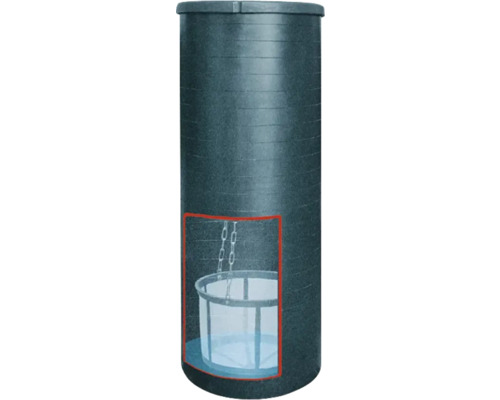 Regenwassertank mit Filterkorb und Aufhängekette
