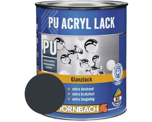 HORNBACH Buntlack PU Acryllack glänzend RAL 7016 anthrazit grau 2 l