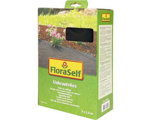 Unkrautvlies FloraSelf 5x1,6 m 50g/m² schwarz Unkrautvlies FloraSelf 5x1,6 m 50g/m² schwarz