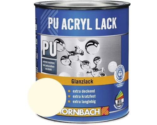 HORNBACH Buntlack PU Acryllack glänzend RAL 9001 cremeweiß 750 ml