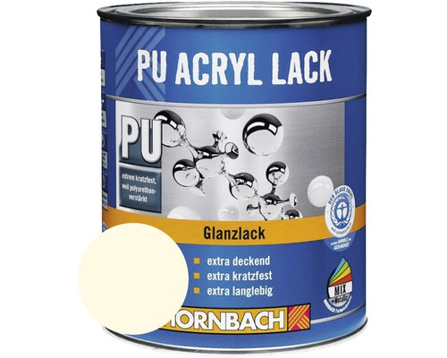 HORNBACH Buntlack PU Acryllack glänzend RAL 9001 cremeweiß 375 ml