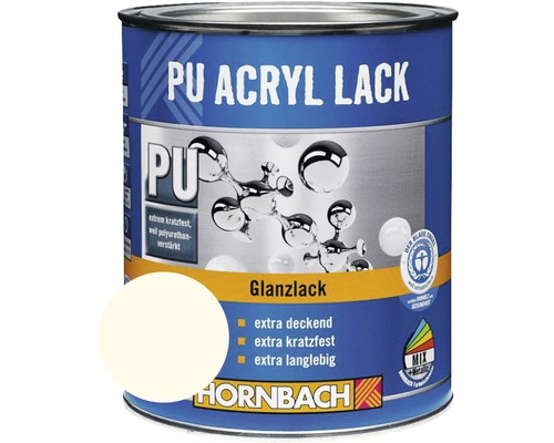HORNBACH Buntlack PU Acryllack glänzend RAL 9010 reinweiß 125 ml