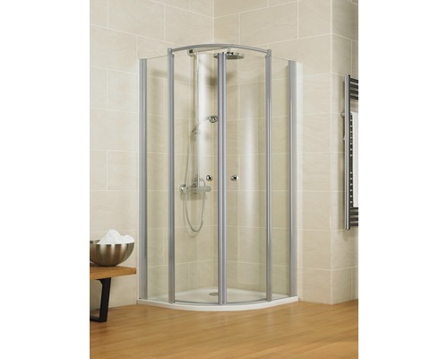 Runddusche Schulte Garant Bella Lux II R550 90x80 cm Klarglas Profilfarbe aluminium