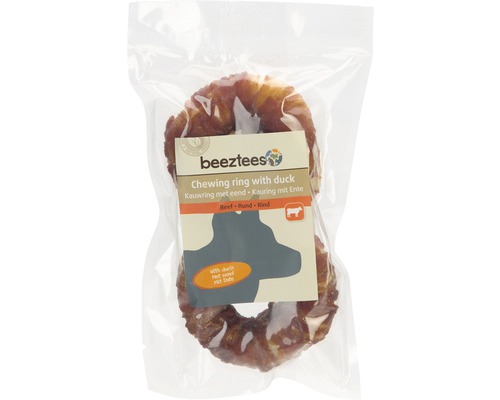 Hundesnack beeztees Kauring mit Ente 2x7,5 cm Kauartikel Beeztees Kauartikelring mit Ente in durchsichtiger Verpackung