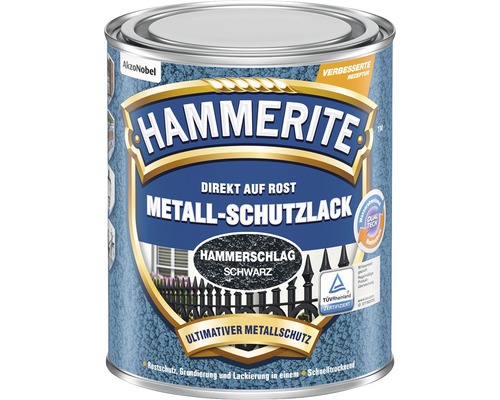 HAMMERITE Hammerschlaglack Effektlack Schwarz 2,5 l Hammerite Metallschutzlack, direkt auf Rost, Hammerschlag Schwarz