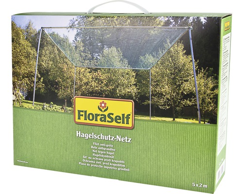 Hagelschutz-Netz FloraSelf 5x2 m Maschenweite 8 mm grün FloraSelf Hagelschutznetz Verpackung