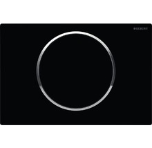 GEBERIT Betätigungsplatte Sigma 10 Platte schwarz glänzend / Taster schwarz glänzend / Dekorringe chrom 115.758.KM.5