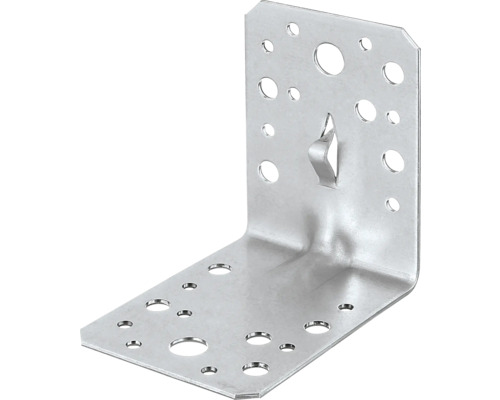 Winkelverbinder m. Sicke u. Fixierkralle 90 x 90 x 65 mm, sendzimirverzinkt, 1 Stück L-Winkelverbinder aus Metall mit Löchern für Schrauben