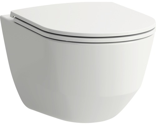 Wand-WC Set LAUFEN Pro Compact Tiefspüler ohne Spülrand kurz weiß glänzend mit WC-Sitz