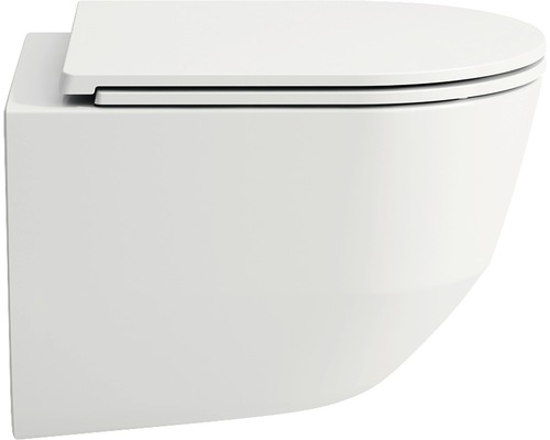 Wand-Tiefspülklosett mit geschlossenem Spülrand und WC-Sitz