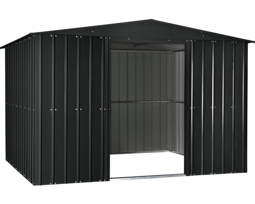 Metall Gerätehaus mit geöffneter Tür